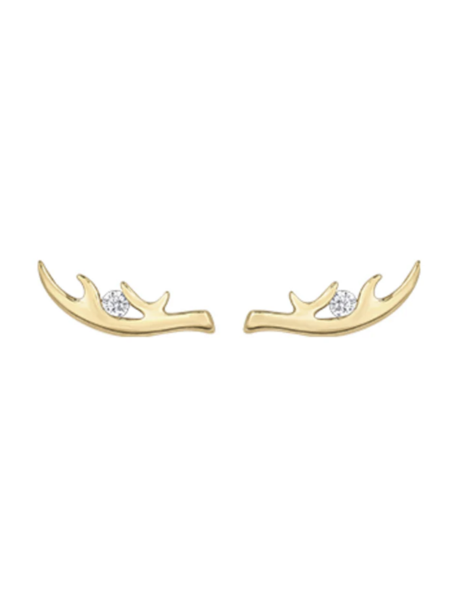 Boucles d'Oreilles Bois de Caribou Or Jaune - E4106