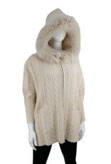 Poncho avec Capuche en Renard Cable Perle - POYU42