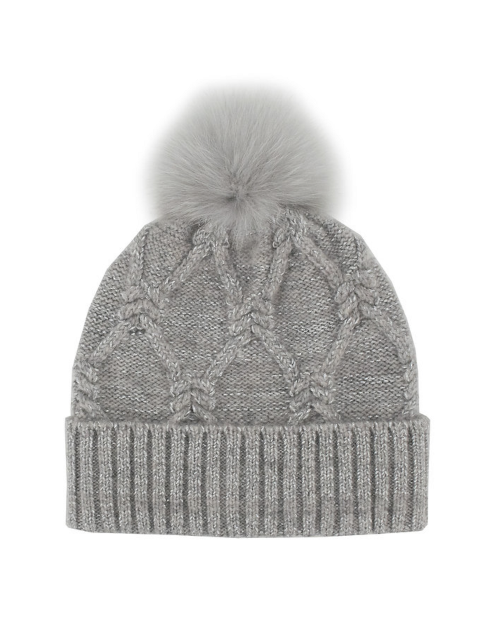 Tuque en Laine avec Fourrure de Renard Argent - HTIM10