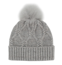 Tuque en Laine avec Fourrure de Renard Argent