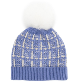 Knitted Hat with Fox - Lavender