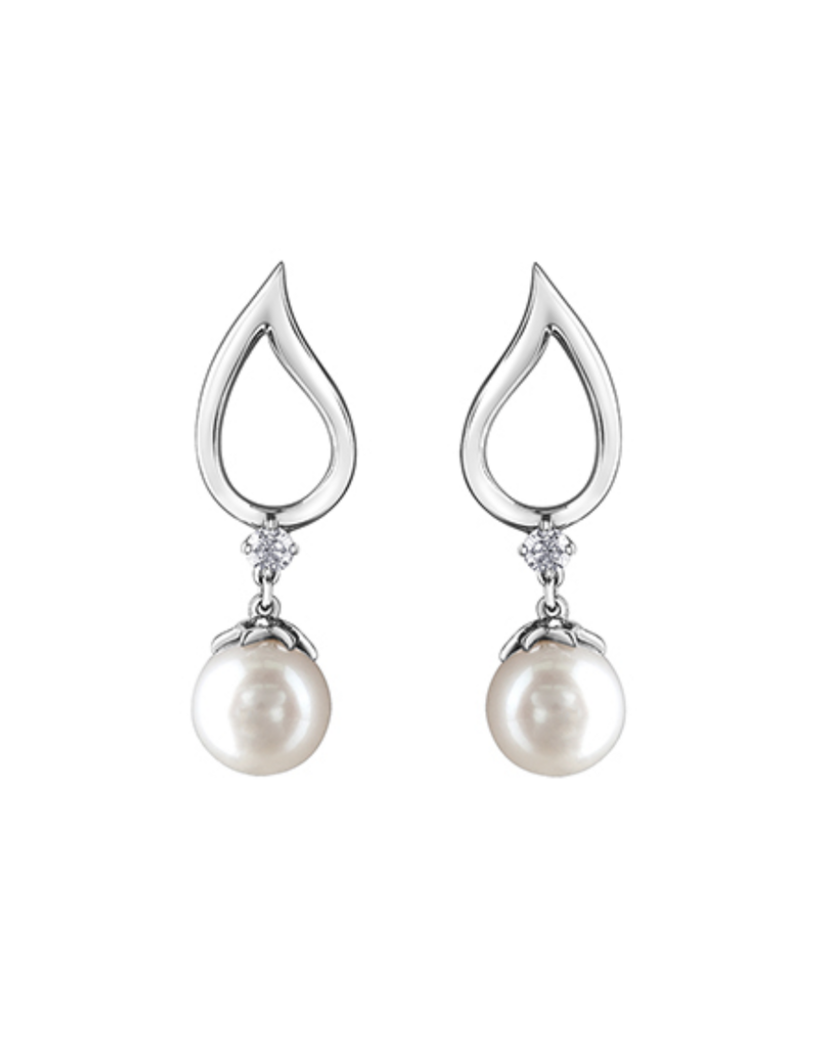 Boucles d'Oreilles Perle Or Blanc - E4378WC