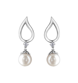 Boucles d'Oreilles Perle Or Blanc
