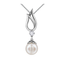 Pendentif avec Perle Or Blanc