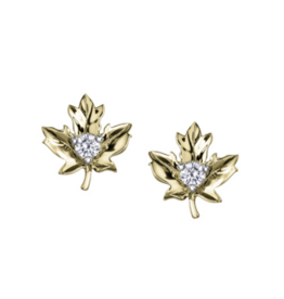 Boucles d'Oreilles Feuilles d'Érable Or Jaune