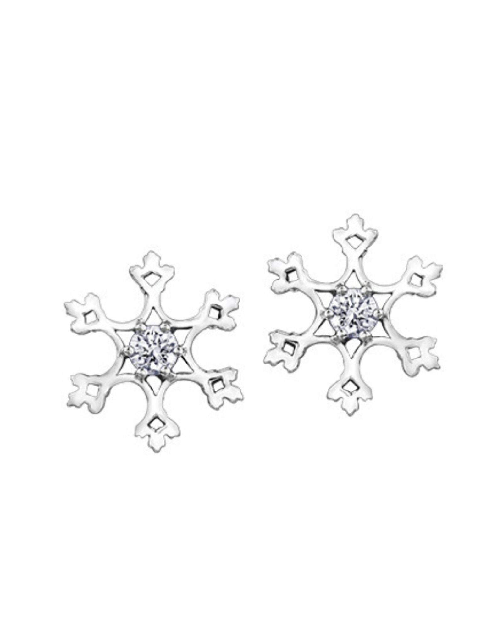Boucles d'Oreilles Flocons Or Blanc - E3591W