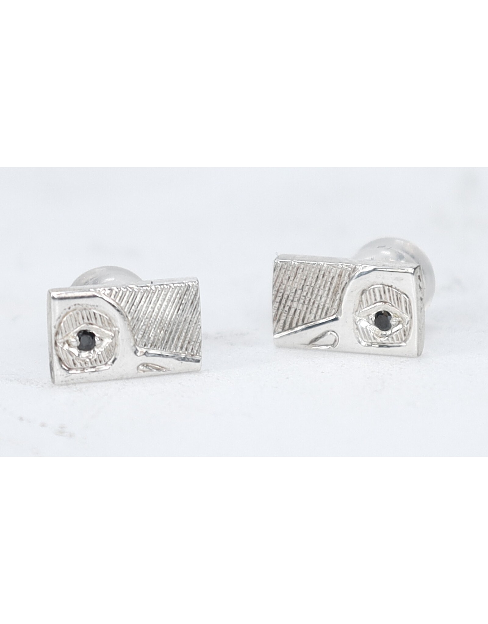 Rectangle Hummingbird Studs with Black Diamond by Hollie Bear