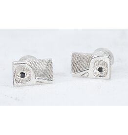 Rectangle Hummingbird Studs with Black Diamond by Hollie Bear - HBE31