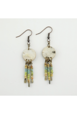 Round Birch Bark Earrings with Beads - BB6