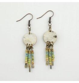 Round Birch Bark Earrings with Beads