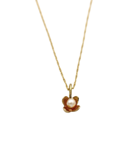 White Pearl Gold Pendant - Japanese Lilac