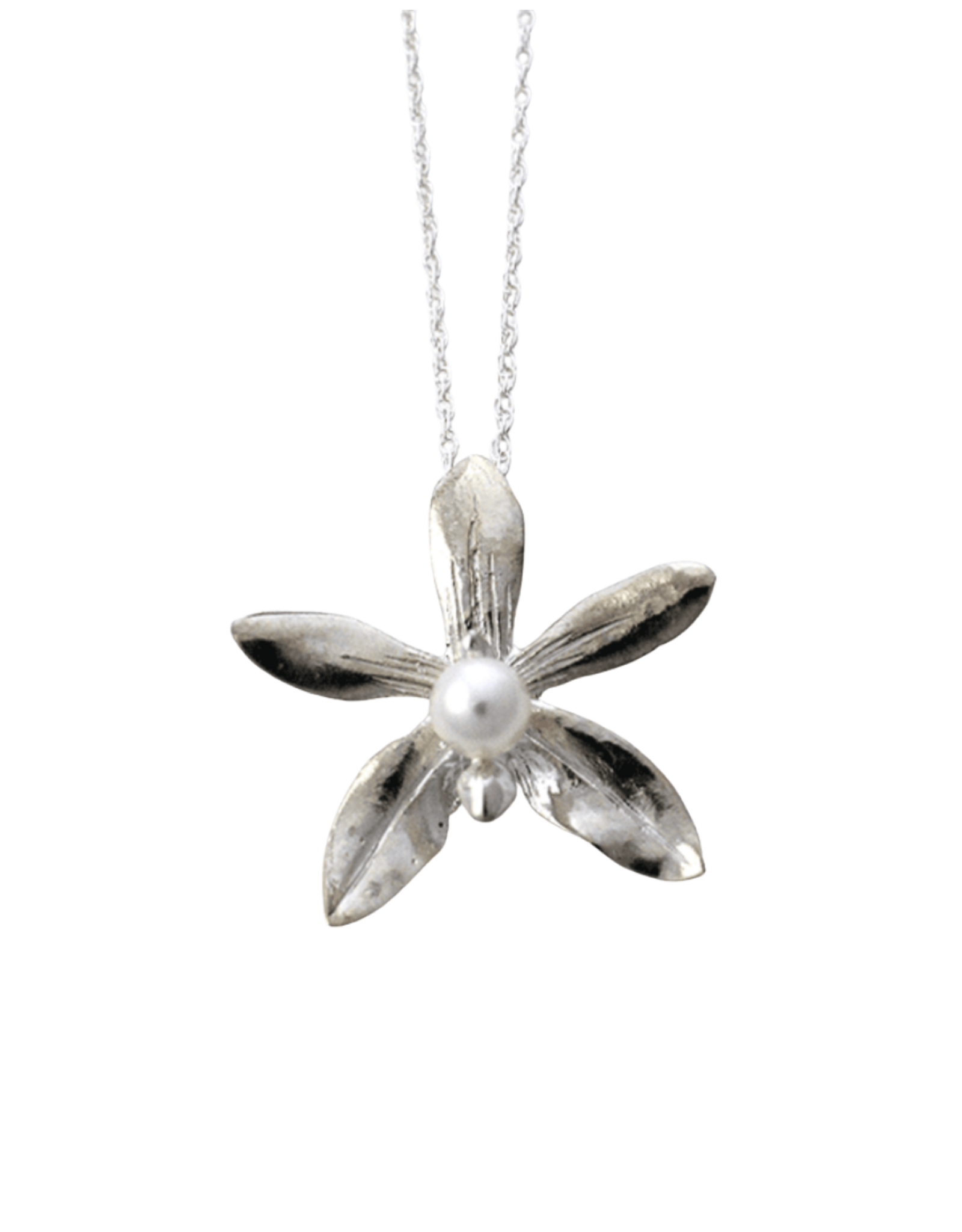 Large White Pearl Pendant - Bastianii  Orchid (OBP2B)