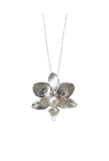 Medium White Pearl Pendant - Phalaenopsis Orchid (OPP3B)