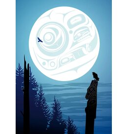 Full Moon Raven by Mark Preston Matted