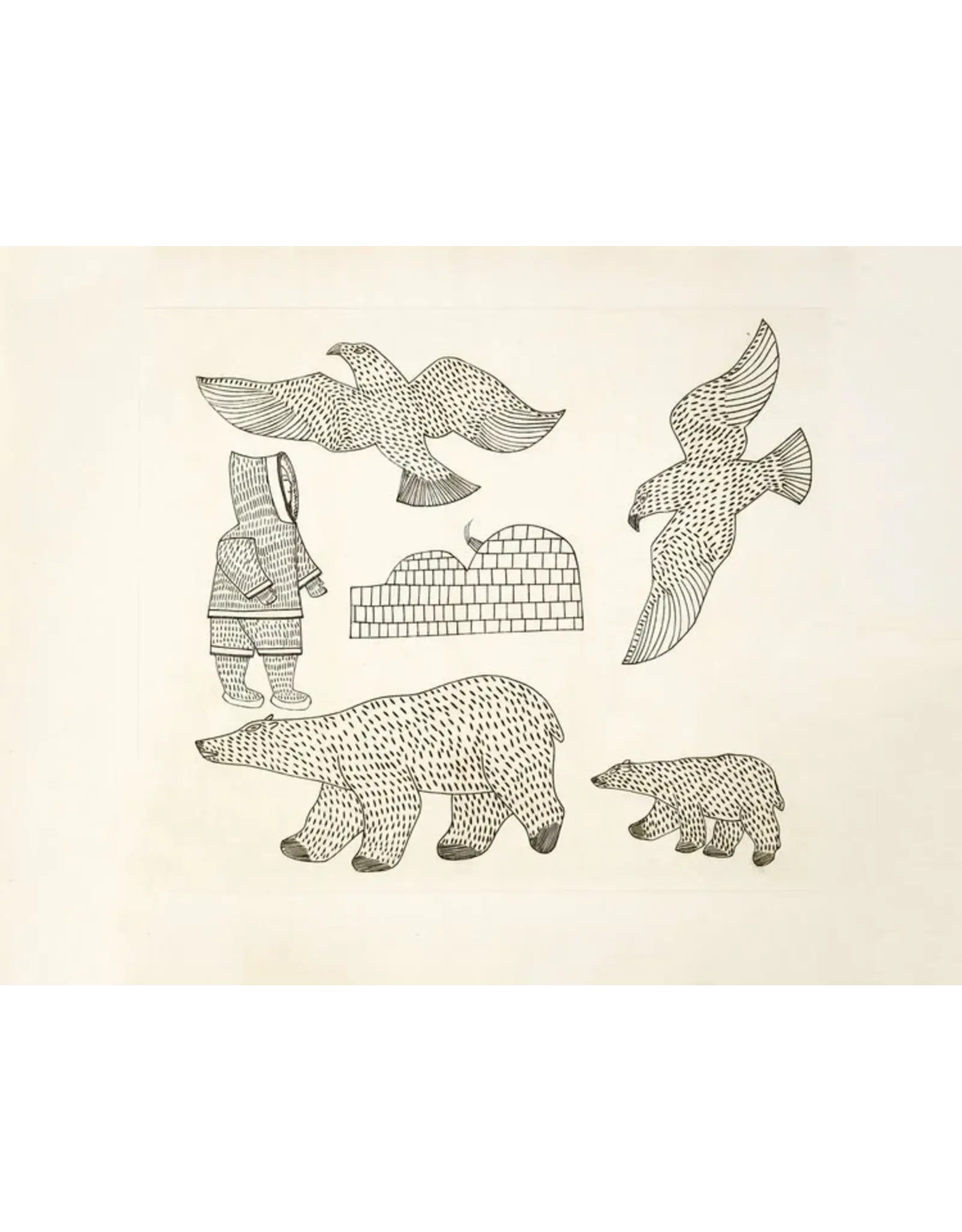 Shoreline Camp par Kenojuak Ashevak Encadré