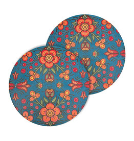 Sous-Verres en Céramique (set de 2) - "Prairie Beadwork" par Justine Proulx