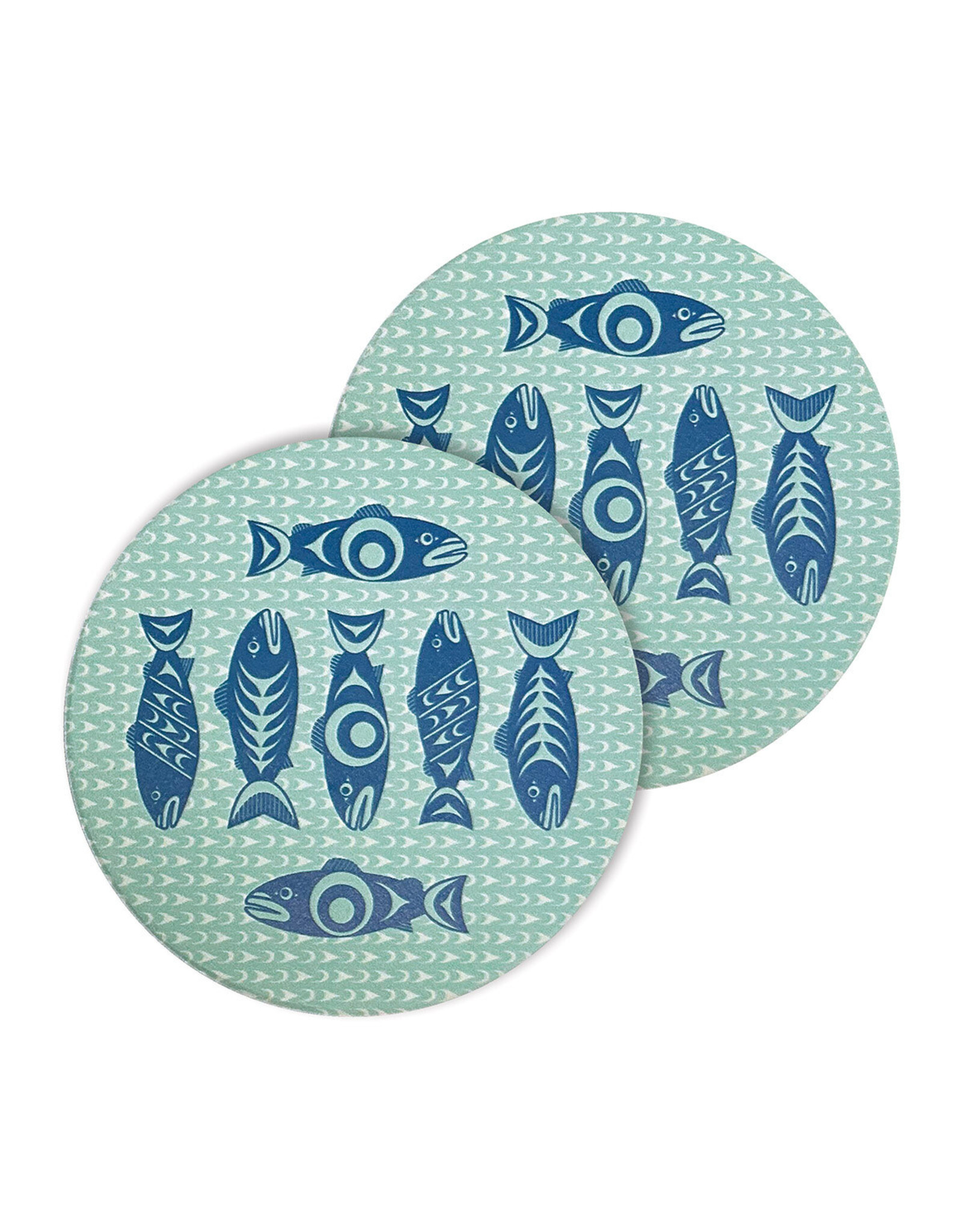 Sous-Verres en Céramique (set de 2) - "Salmon in the Wild" par Simone Diamond  (CCO17)