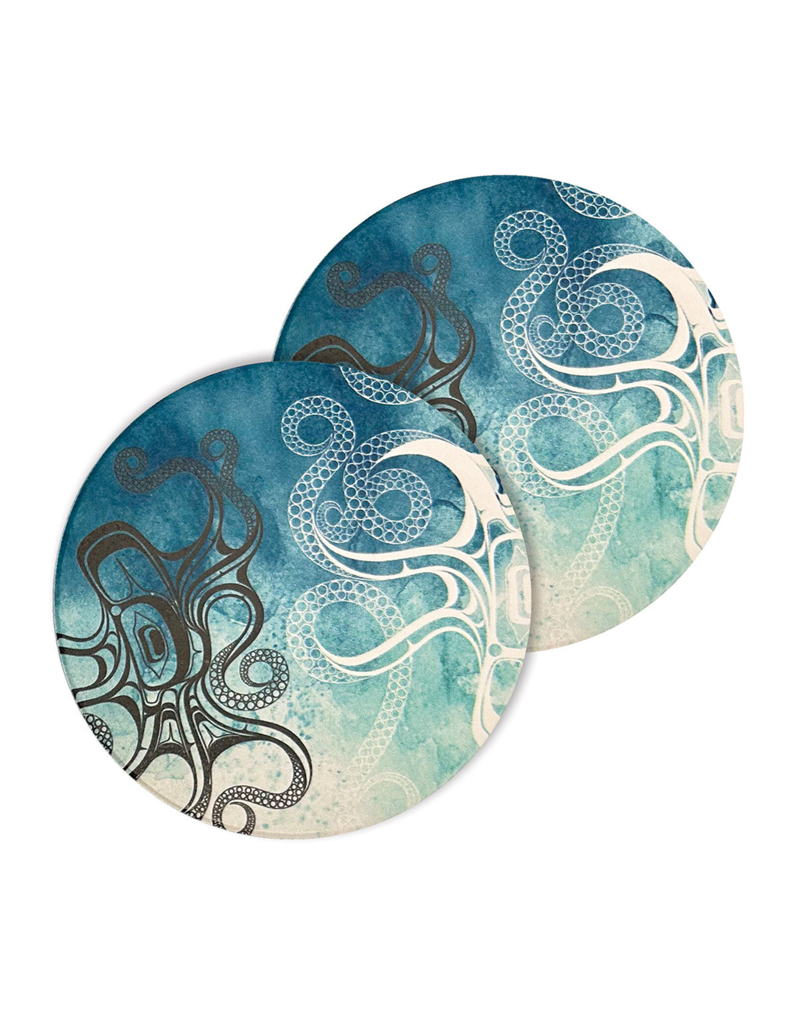 Sous-Verres en Céramique (set de 2) - "Octopus" par Ernest Swanson (CCO19)