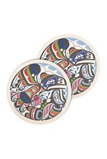 Sous-Verres en Céramique (set de 2) - "Raven & Killer Whale" par Trevor Hunt (CCO29)