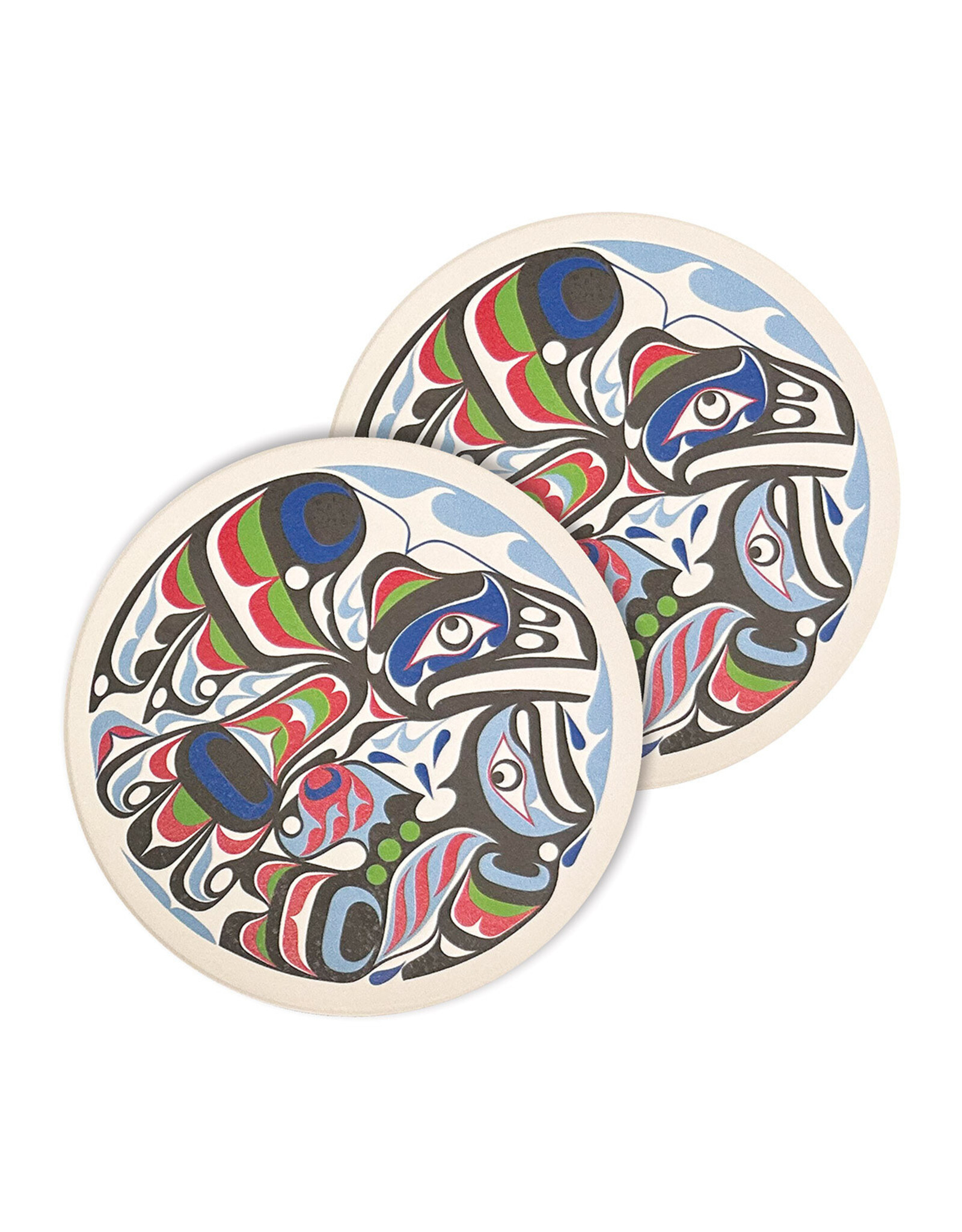 Sous-Verres en Céramique (set de 2) - "Raven & Killer Whale" par Trevor Hunt (CCO29)