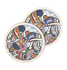 Sous-Verres en Céramique (set de 2) - "Raven & Killer Whale" par Trevor Hunt