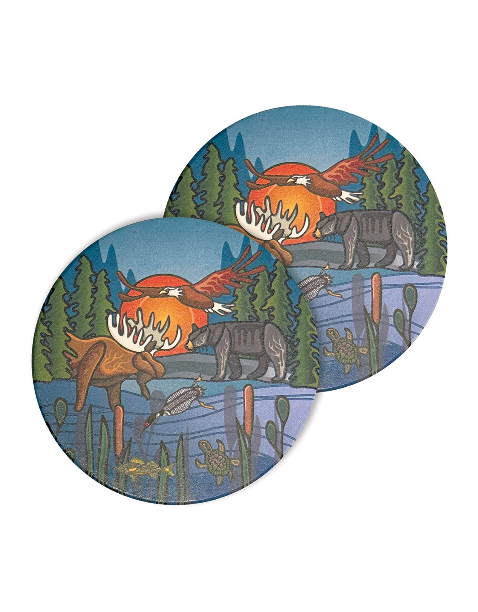 Sous-Verres en Céramique (set de 2) - "All my Relatives" par Storm Angeconeb (CCO22)