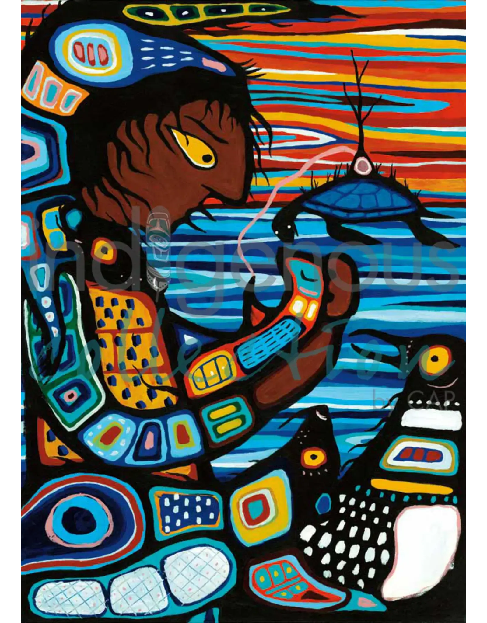 Waynaboozhoo and the Great Flood by Joshua Paris Steckley Framed