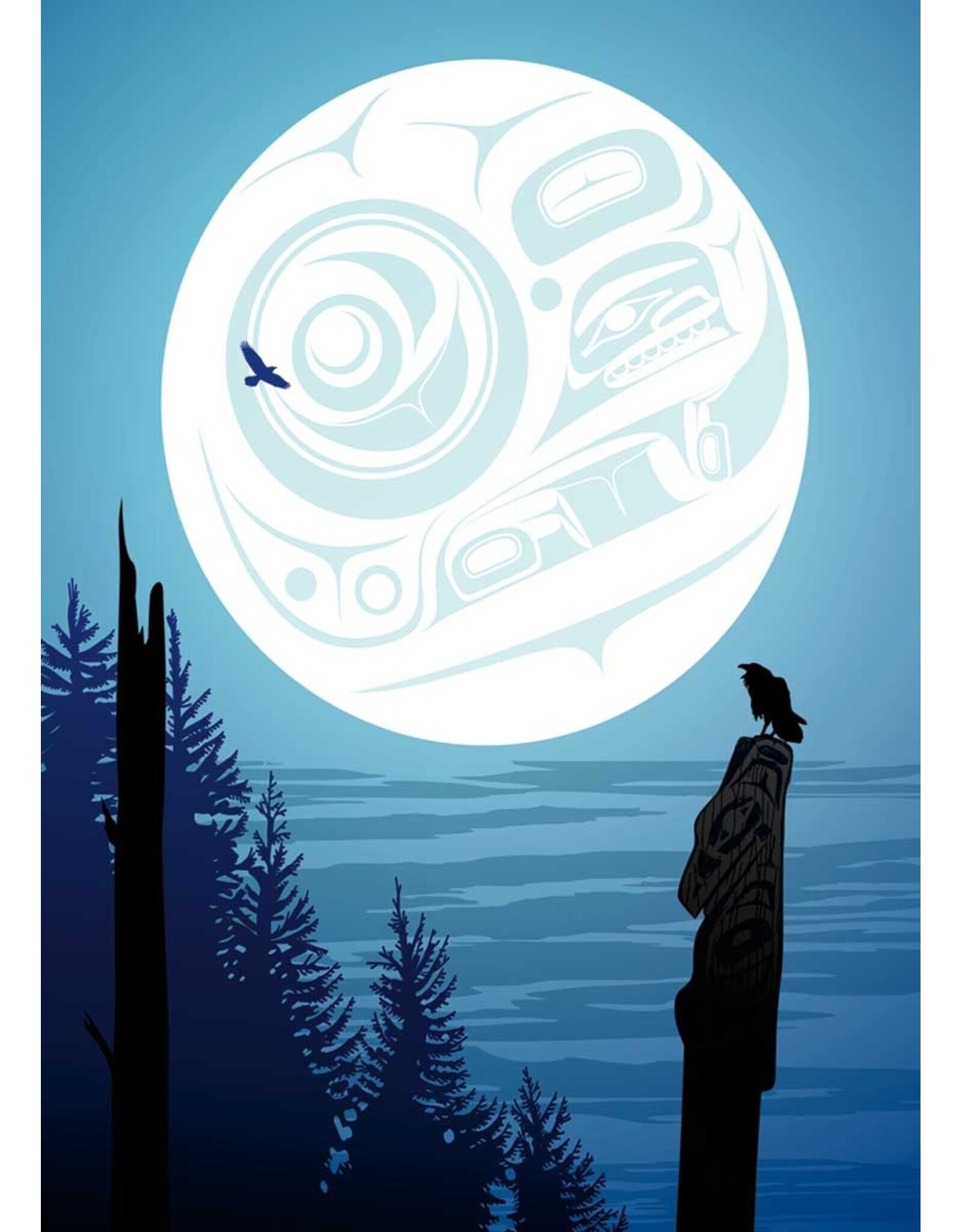 Full Moon Raven par Mark Preston Encadré