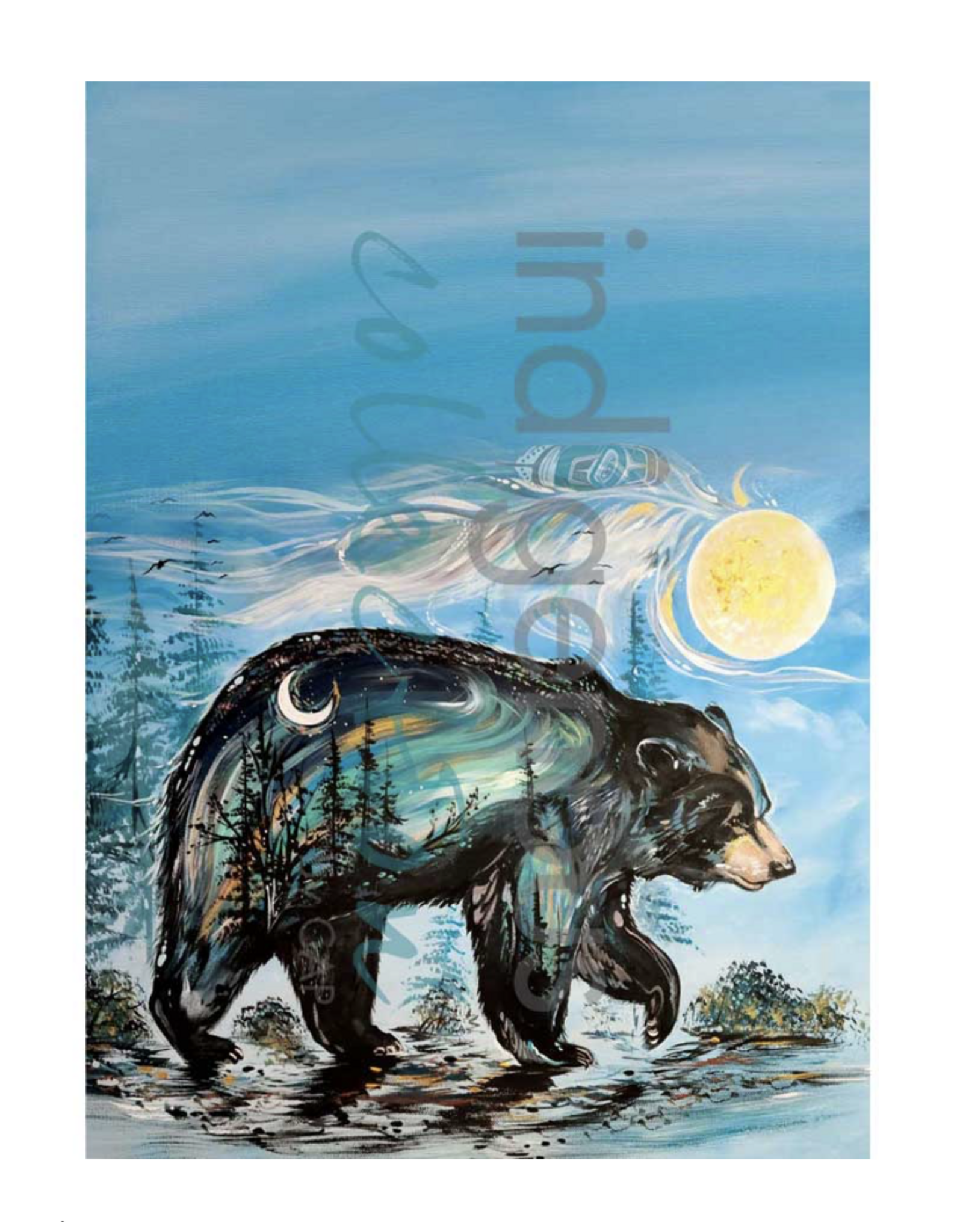 Torchon Imprimé - "A Bear's Journey" par Carla Joseph (20291TEATOW)