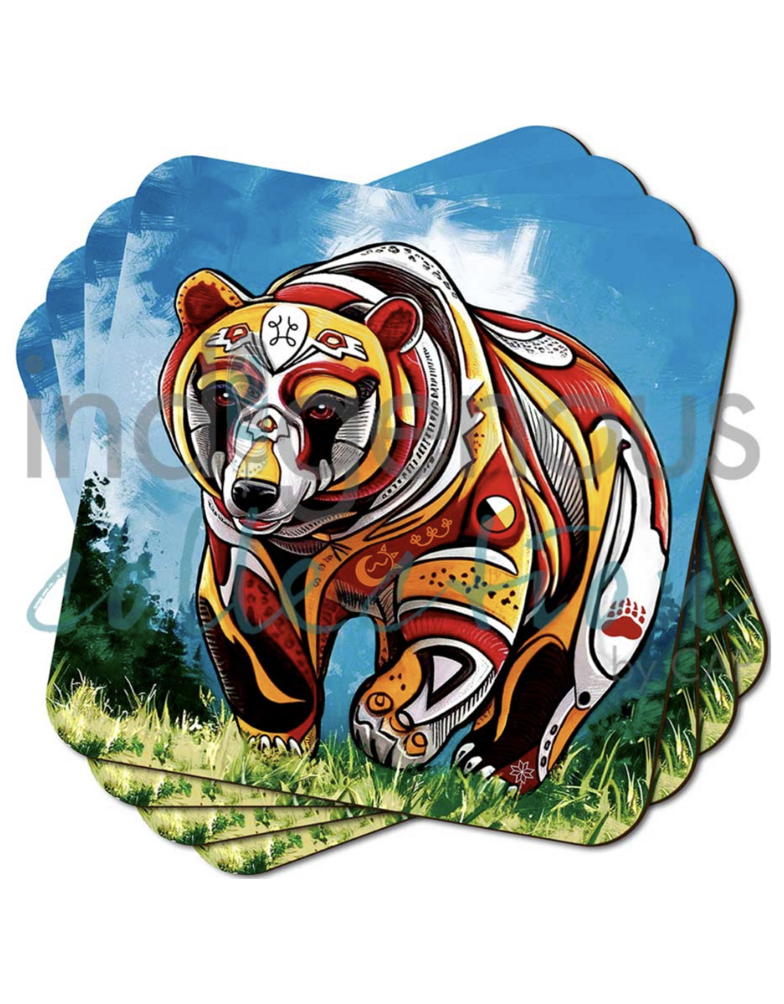 Ensemble de Sous-verres "Spirit Bear" par Stephanie White (x4)