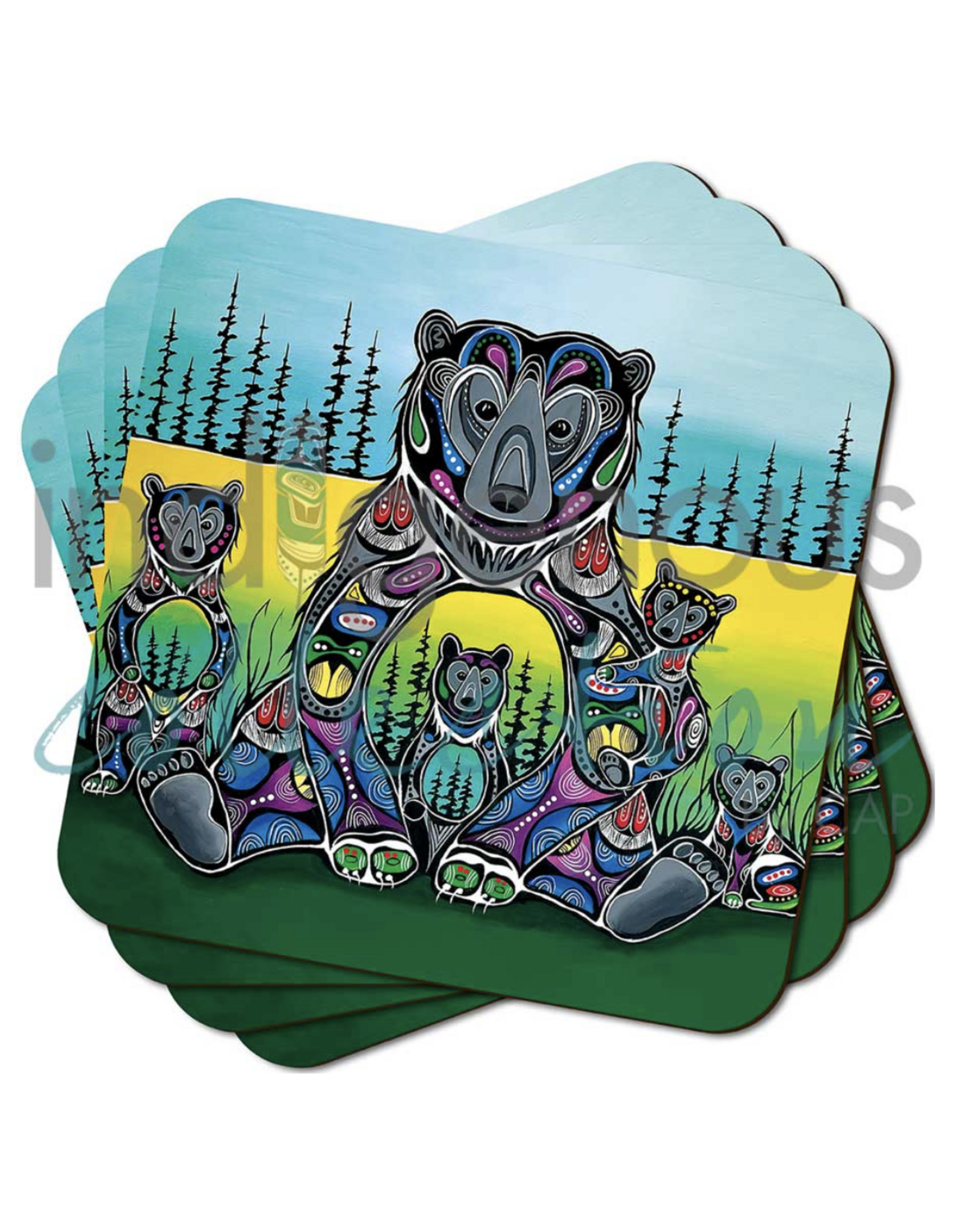 Ensemble de Sous-verres "Bear Medicine" par Jessica Somers (x4)