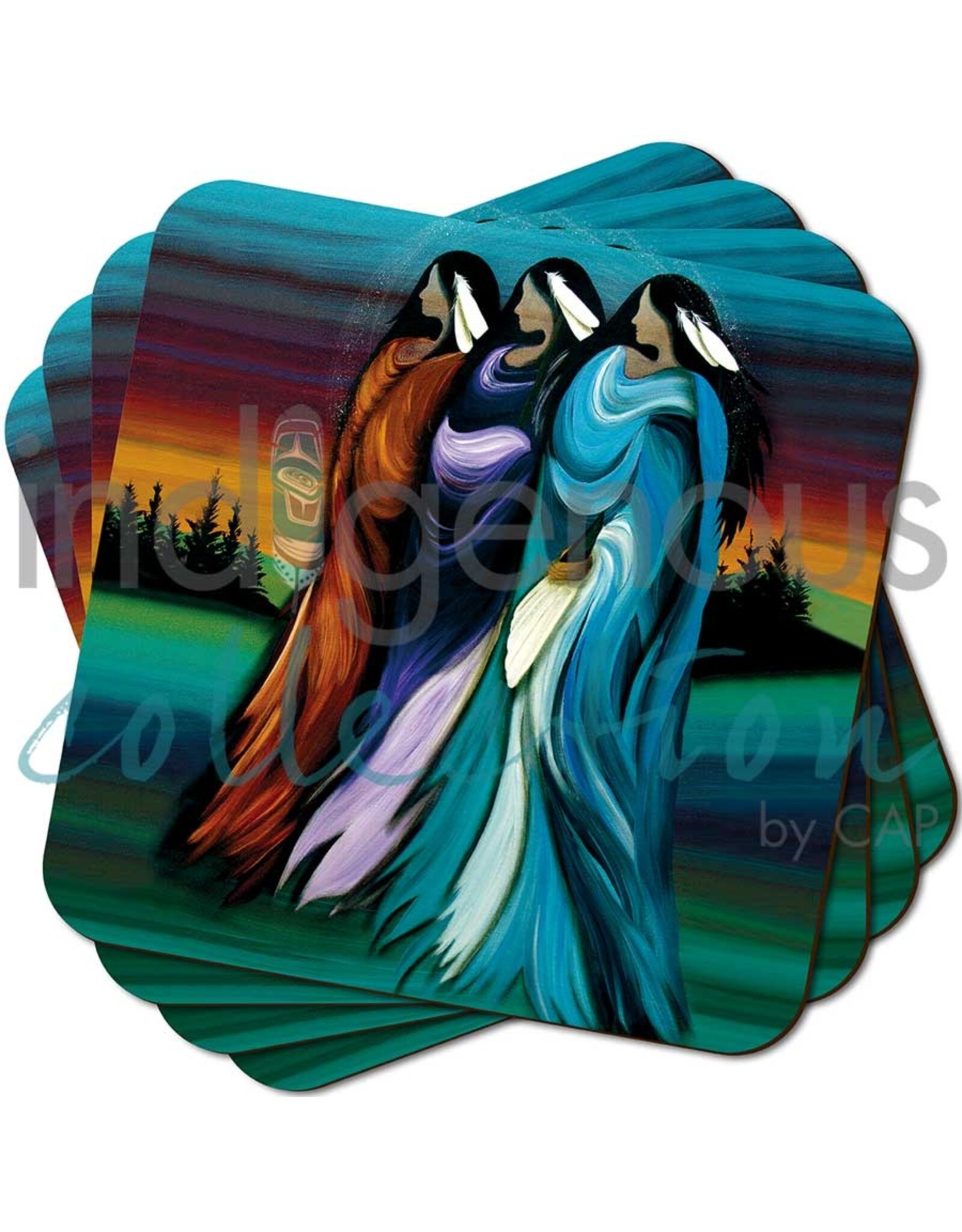 Three Sisters by Betty Albert Coasters Set (x4)