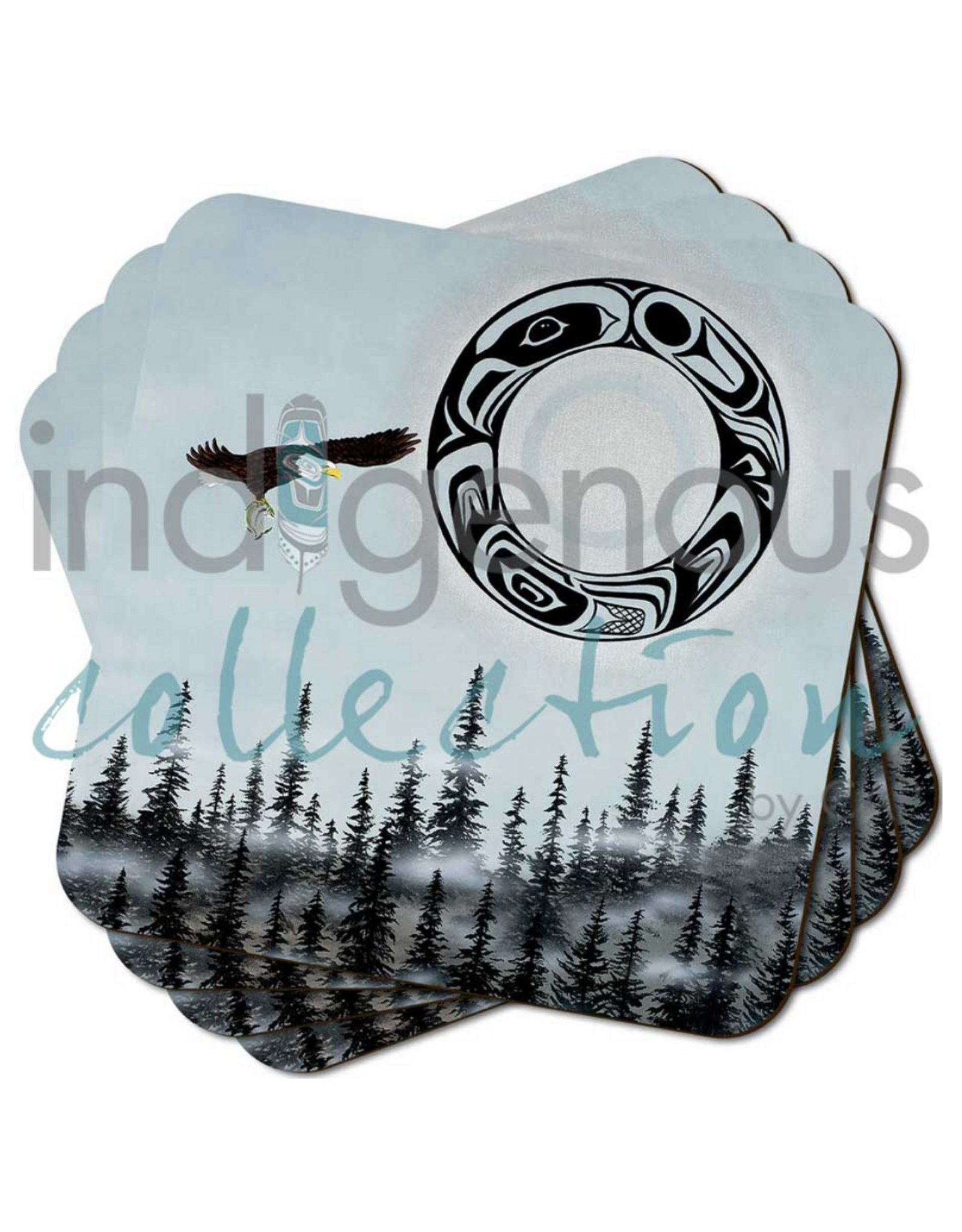 Ensemble de Sous-verres "Eagle Moon" par Shelley Davies (x4)