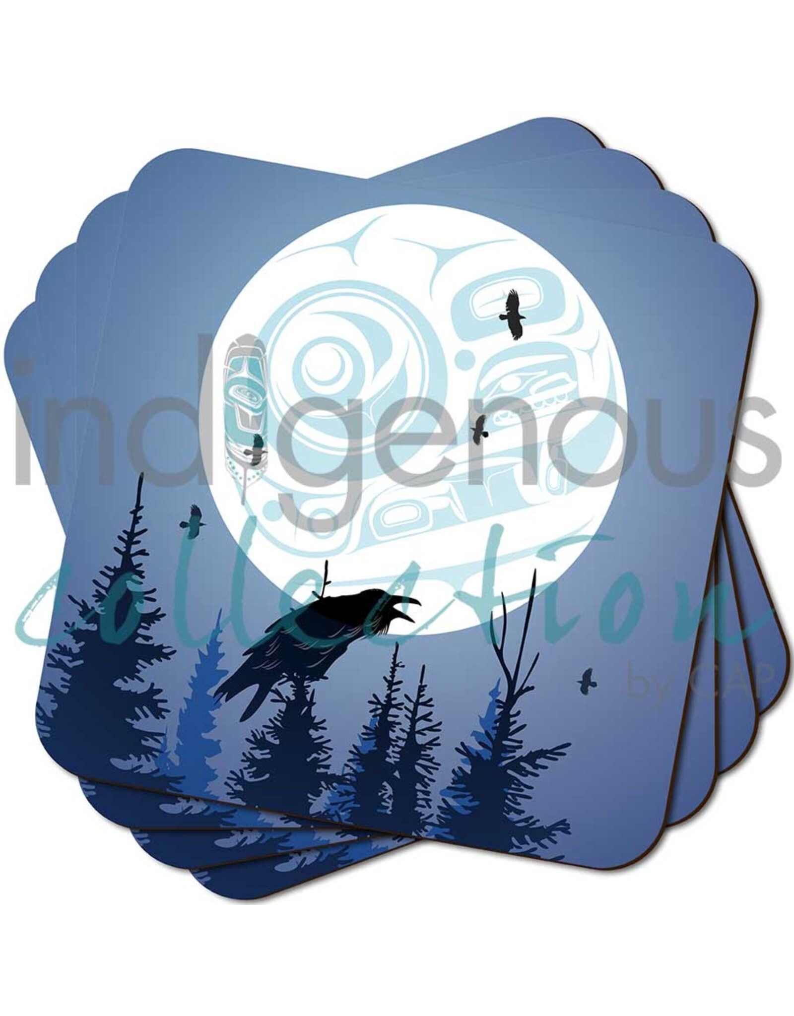 Raven Moon by Mark Preston Coasters Set (x4)