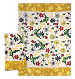 Printed Tea Towel - Hummingbird (Nenookaasi) by Storm Angeconeb