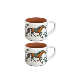 Ceramic Espresso Mugs (Horse) - Set of 2