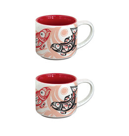 Ceramic Espresso Mugs (Salmon) - Set of 2