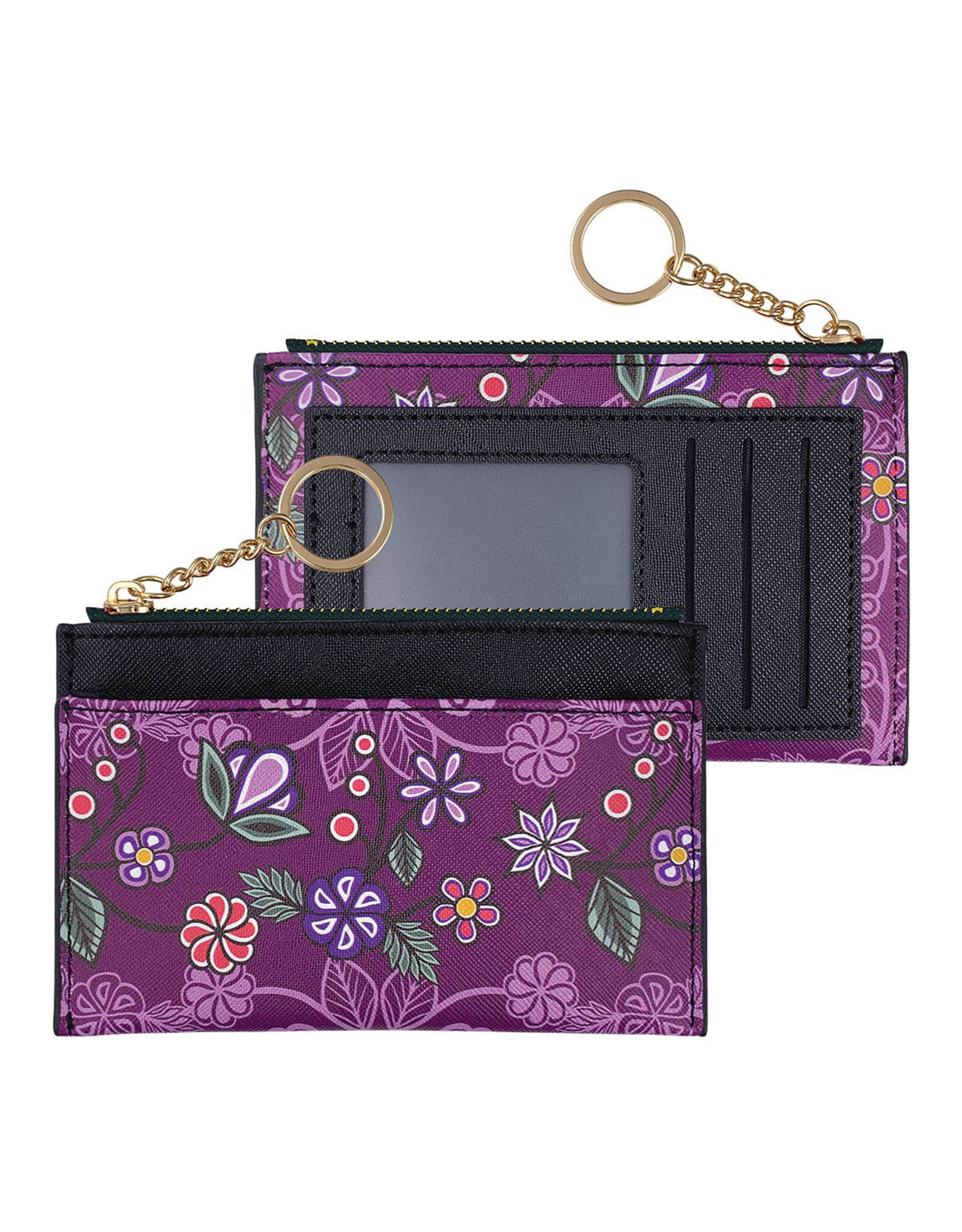 Zippered Card Wallet - Ojibway Florals by Storm Angeconeb (CARD20)