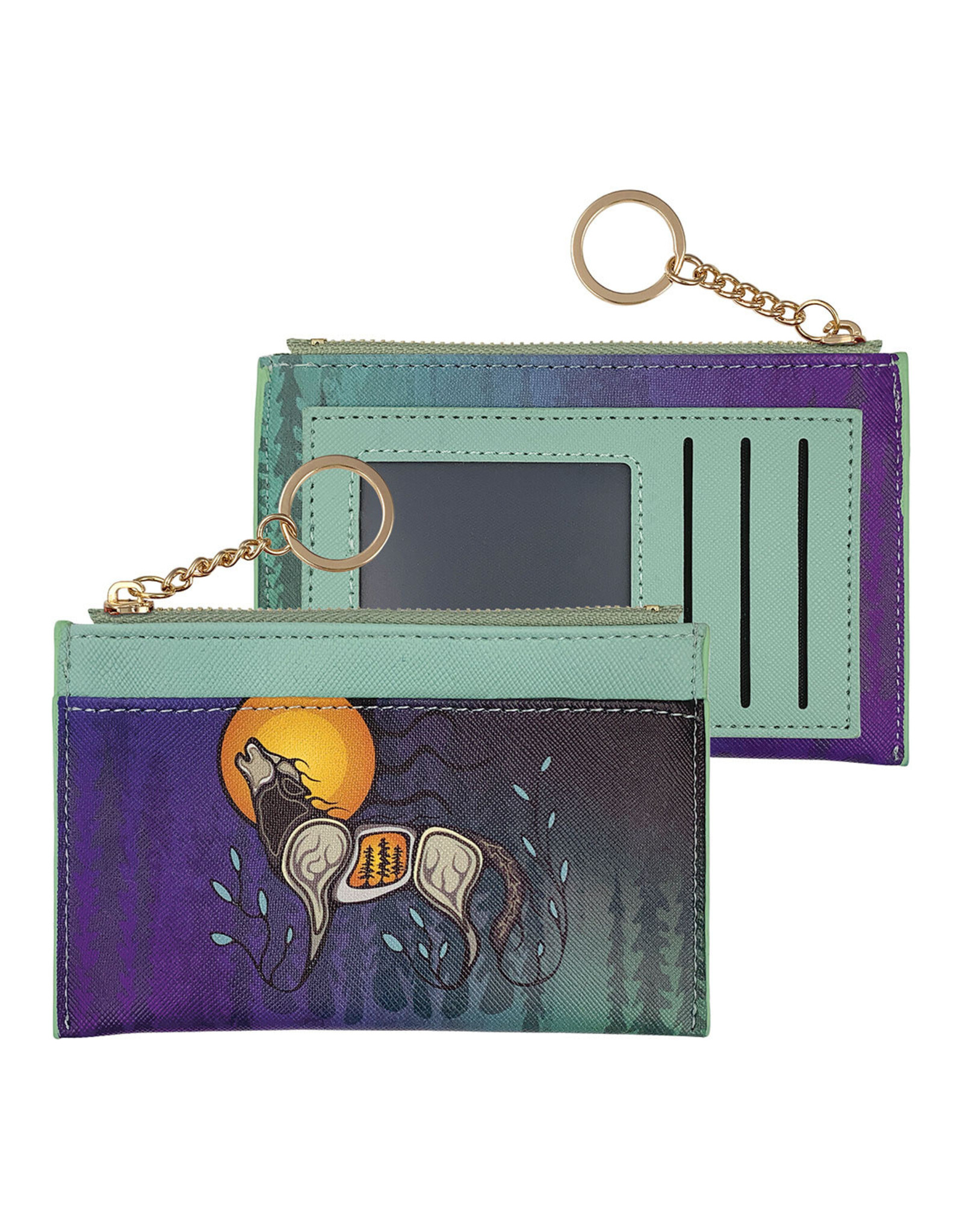 Zippered Card Wallet - Wolf (Ma'iingan) by Storm Angeconeb (CARD22)