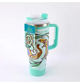 Travel Tumbler with Straw "Otter's Play'" by Storm Angeconeb