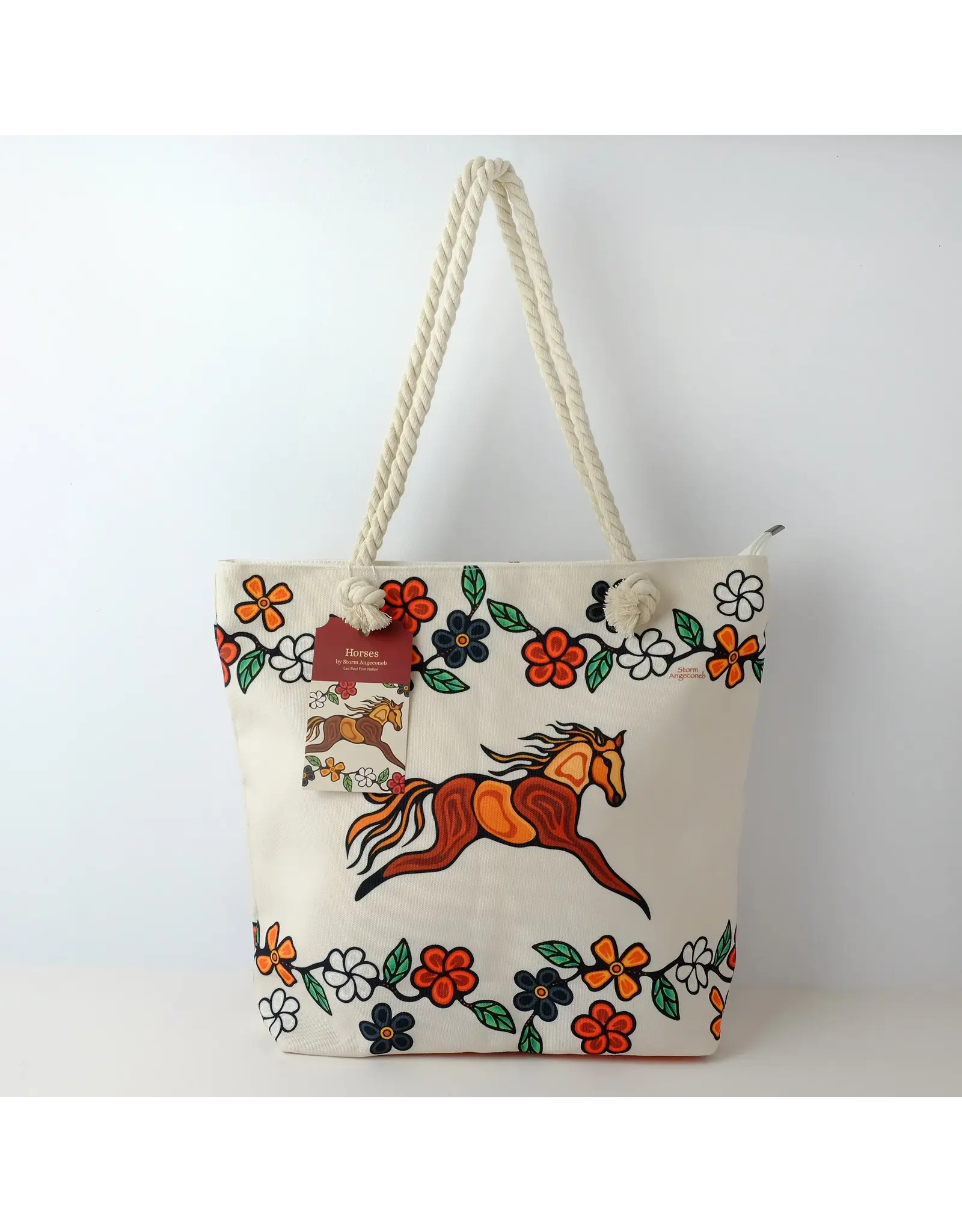 Fourre-tout avec cordon  - Horse (Beige) - TOTER1