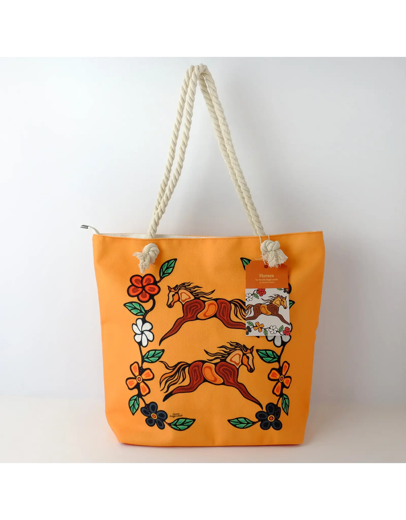 Fourre-tout avec cordon - Horses (Orange) - TOTER2