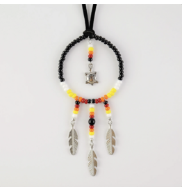 Beaded Turtle Charm Dreamcatcher - Black