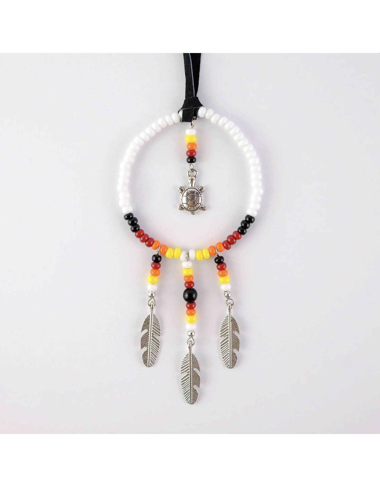 Beaded Turtle Charm Dreamcatcher - White (BDTUR3)