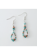 Beaded  Earrings Copper/Turquoise - ME809