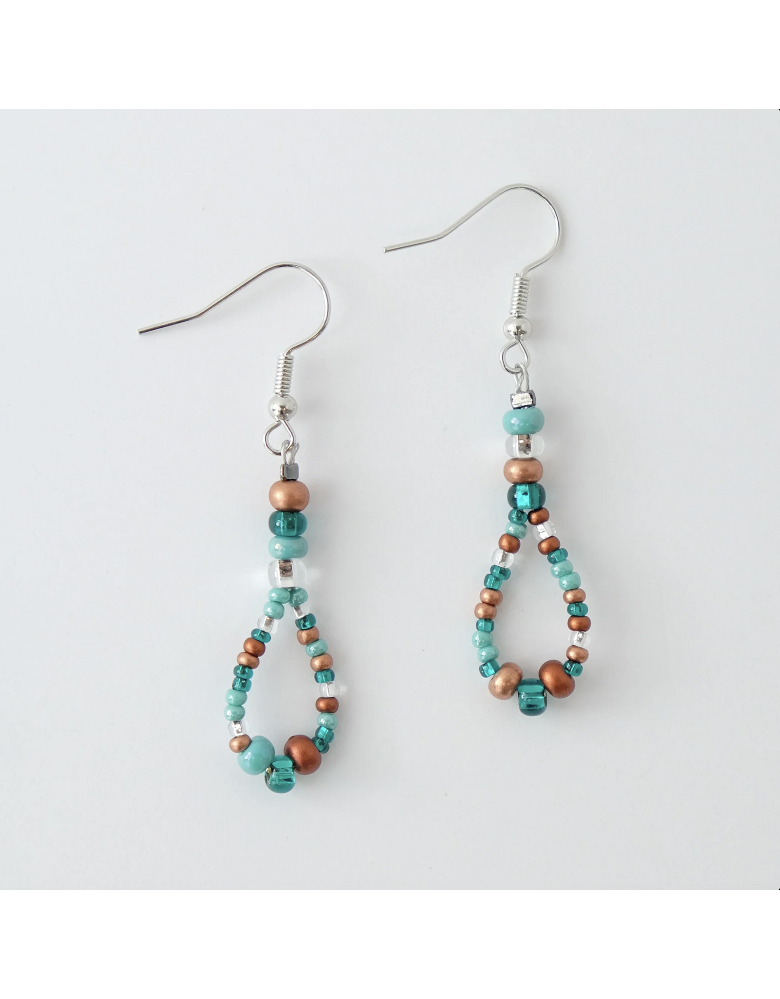 Boucles d'Oreilles Perlées Cuivre/Turquoise - ME809