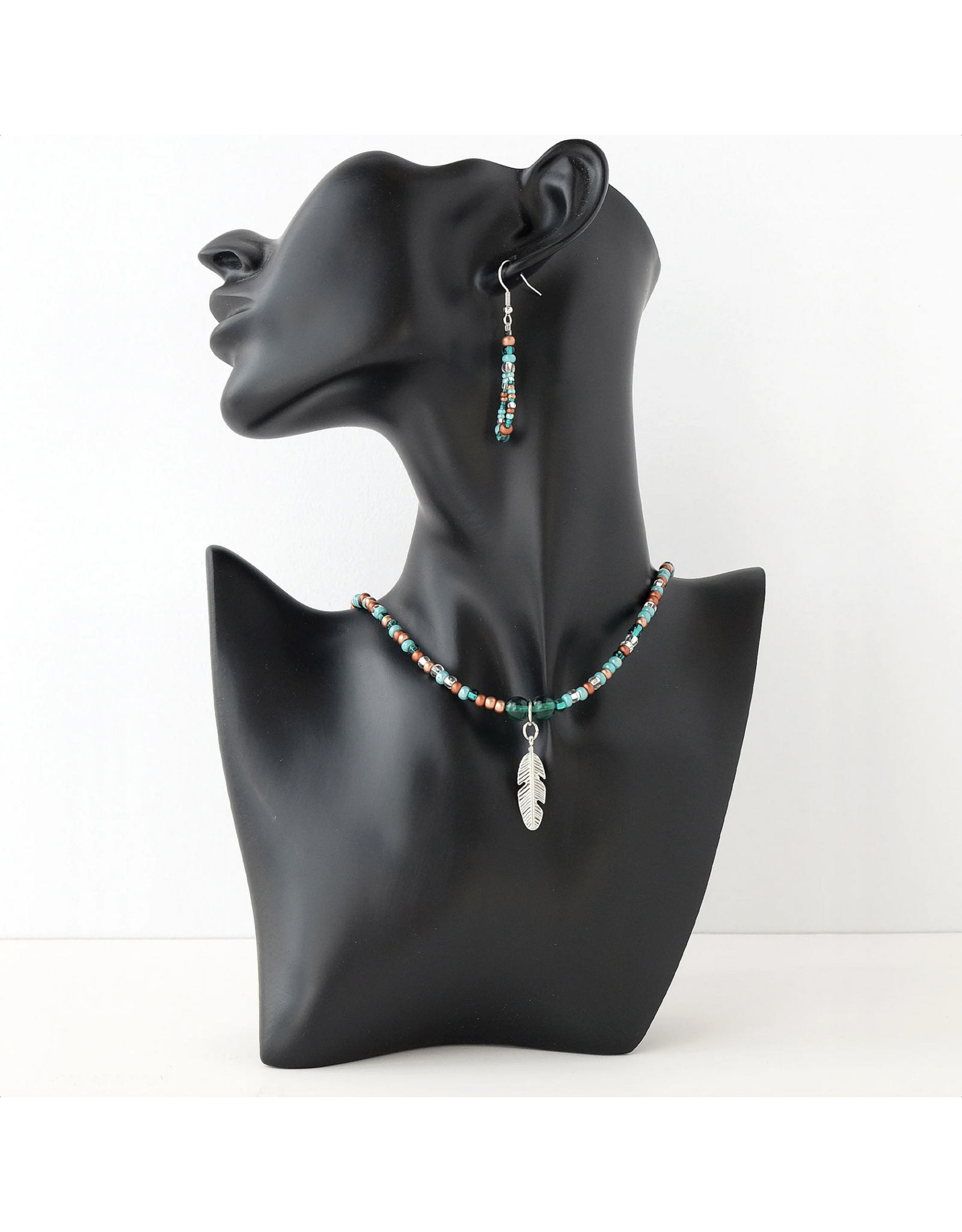 Boucles d'Oreilles Perlées Cuivre/Turquoise - ME809