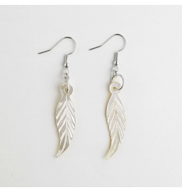 Boucles d'Oreilles Plume en Nacre