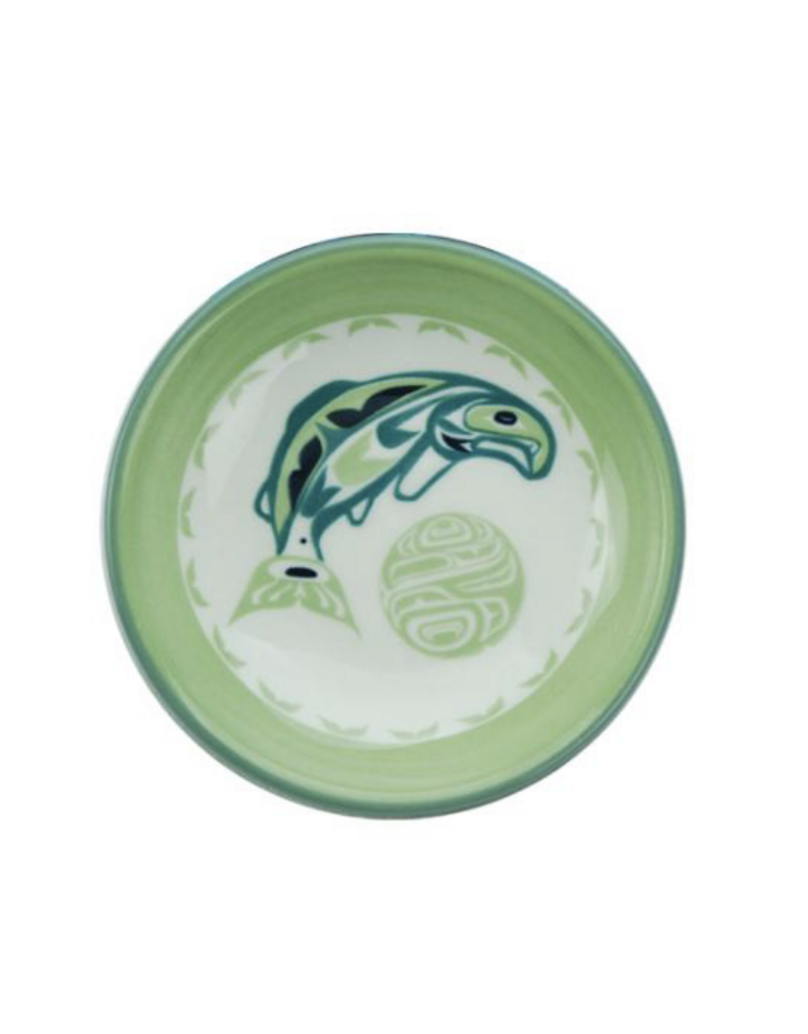 Small Fine Porcelain Dish Salmon (Green) - 204