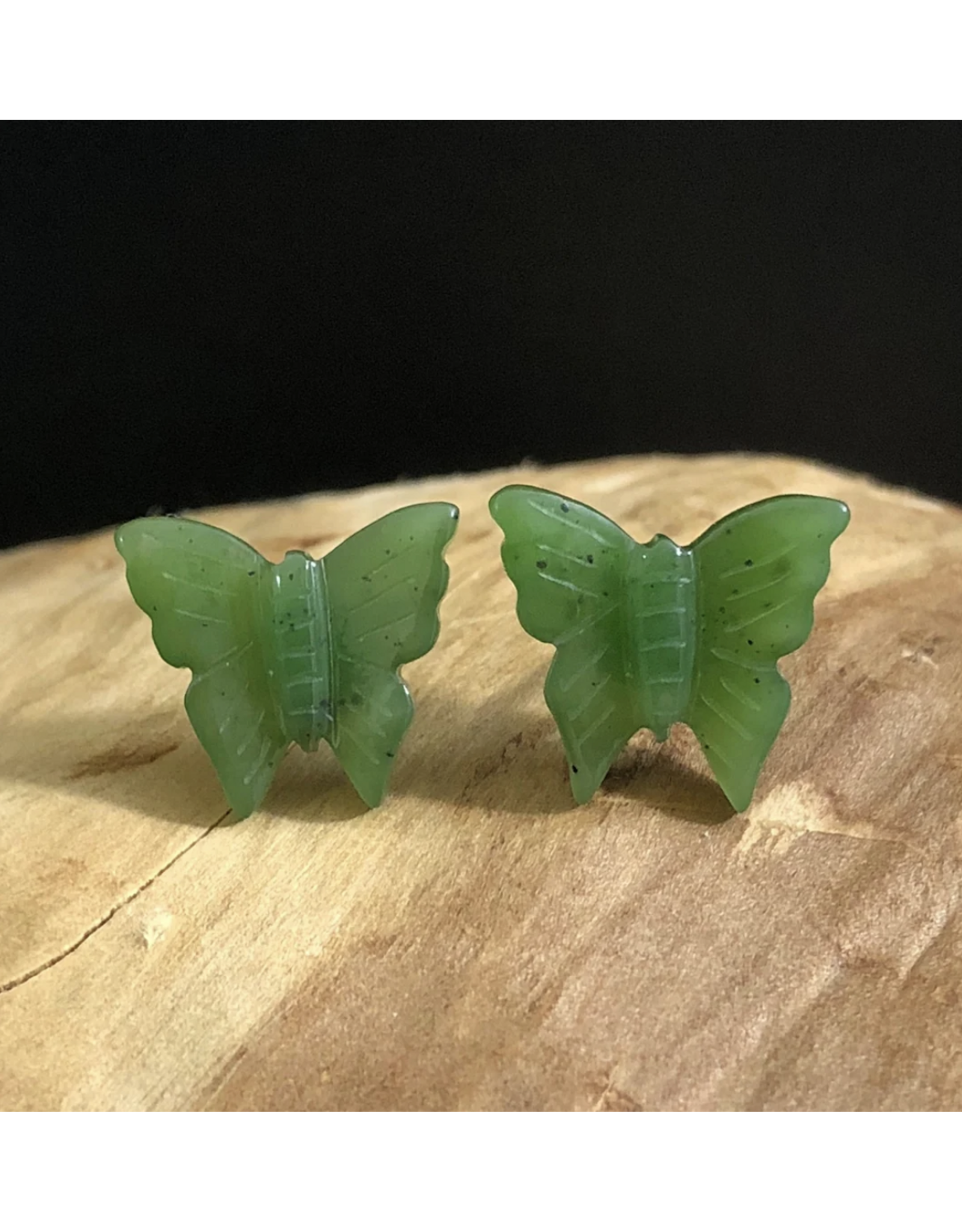 Jade Butterfly Stud Earrings - 0477